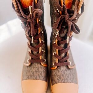 Michael Kors Brown Logo Combat Boots